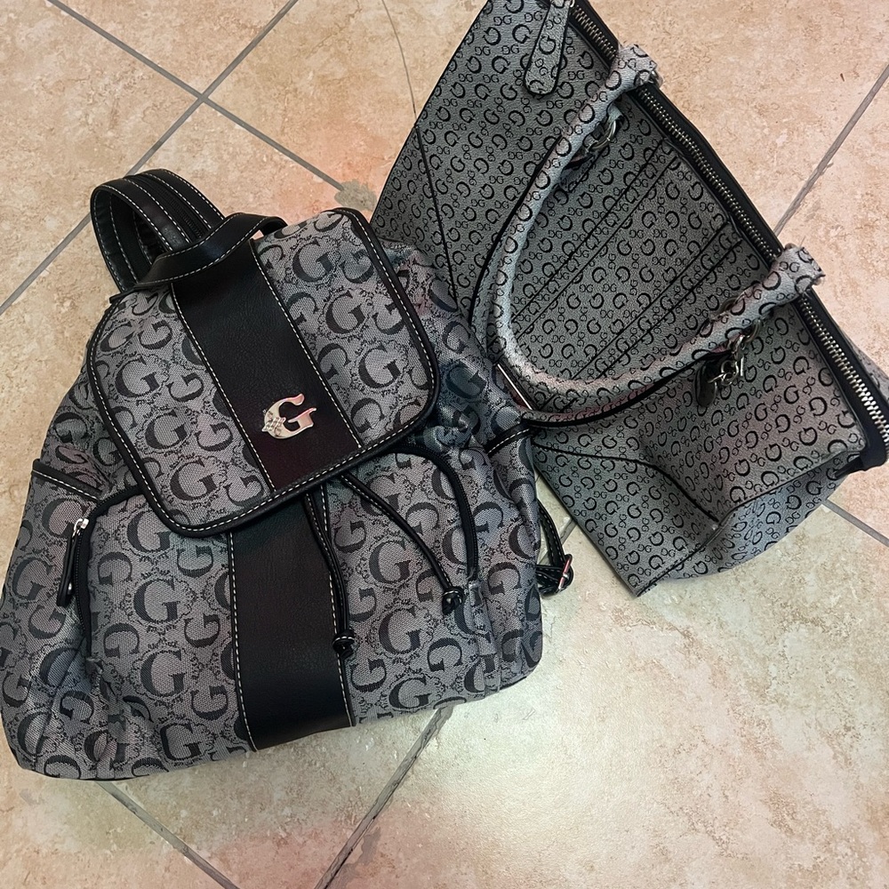 Gray and Black Women's Bag Set